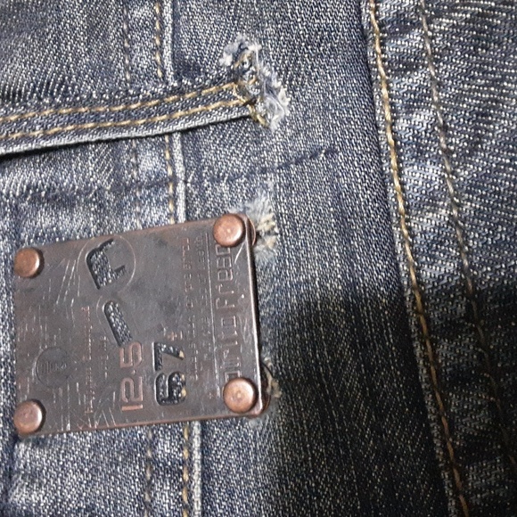 Projek  Raw jean men's 40 straight legs leather trim distressed Y2k Loose Rodeo - Picture 6 of 11
